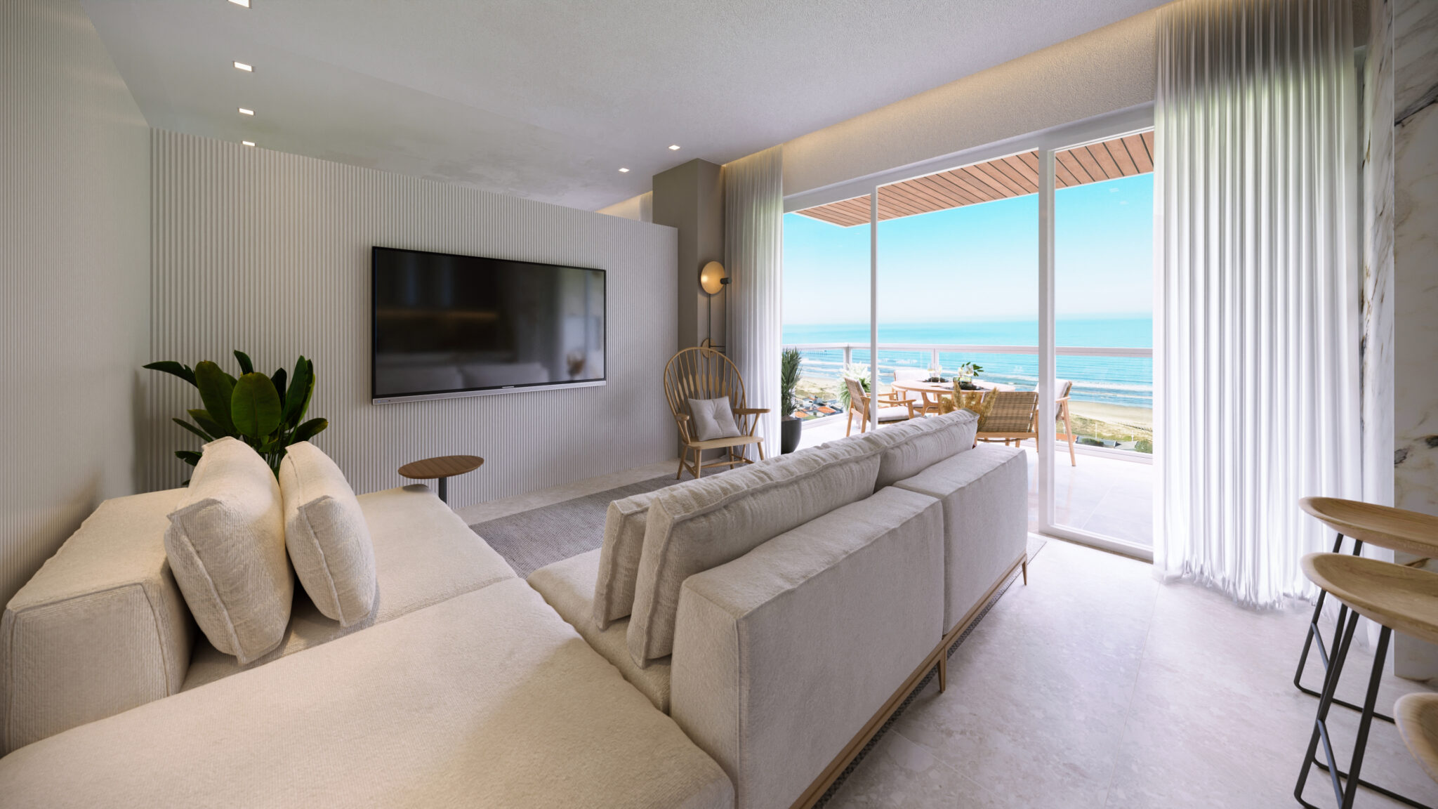 Horizon — living com vista para o mar